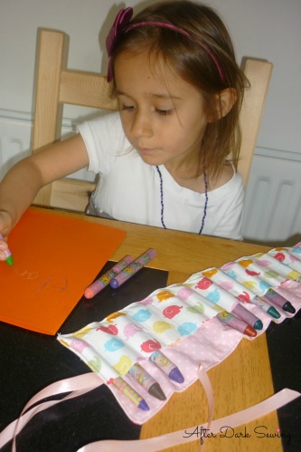 Crayon Roll in use
