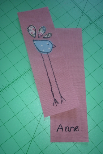 Handmade bookmark - applique, free motion sewing