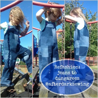 refashion jeans to dungarees